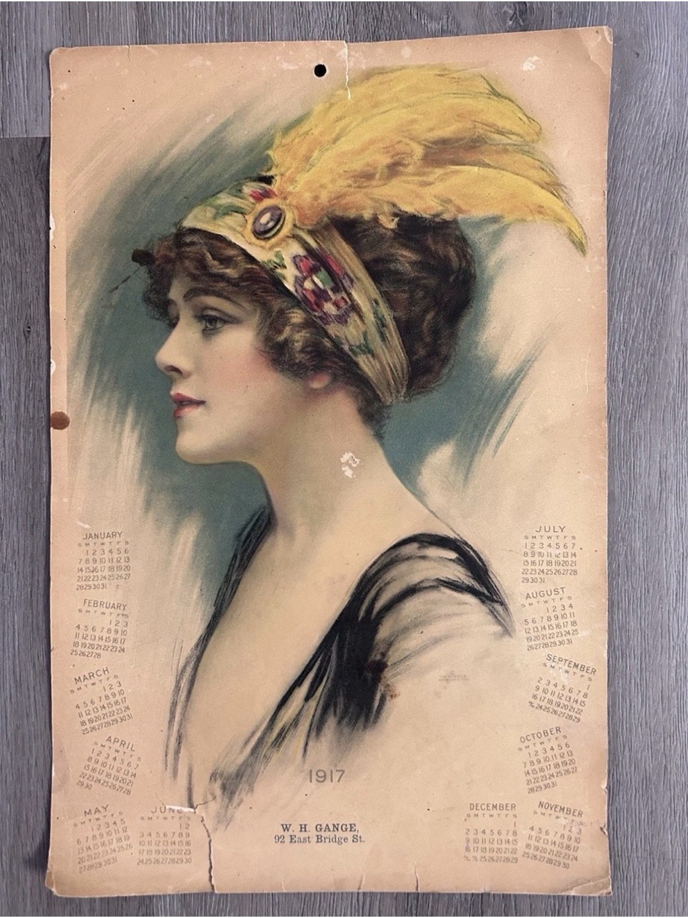 Pillsbury’s Best Flour Advertising Calendar Gibson Girl Portrait Vintage 1917